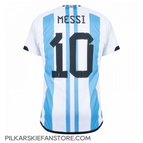 Tanie Strój piłkarski Argentyna Lionel Messi #10 Koszulka Podstawowej MŚ 2022 Krótkie Rękawy